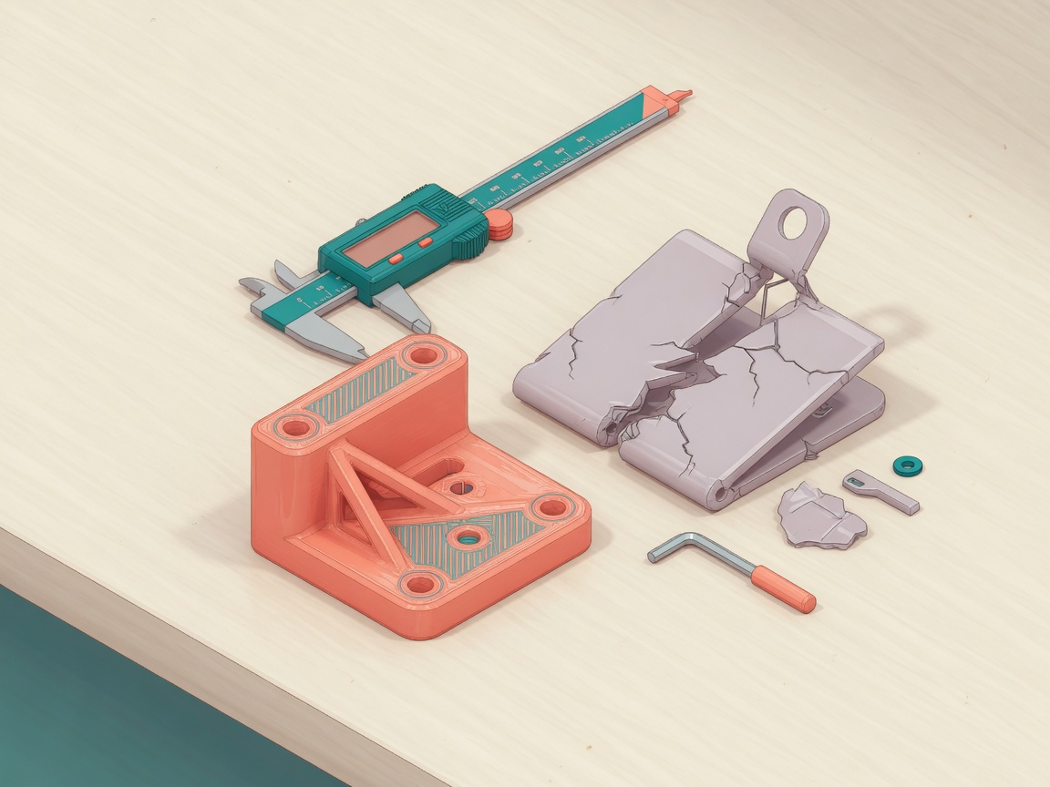 A freshly printed part on the workbench